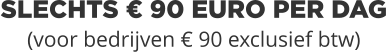 SLECHTS € 90 EURO PER DAG(voor bedrijven € 90 exclusief btw)