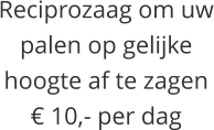 Reciprozaag om uwpalen op gelijkehoogte af te zagen€ 10,- per dag
